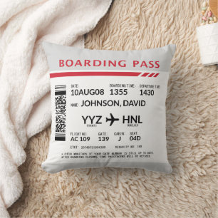 Boarding Pass - Grey Throw Pillow