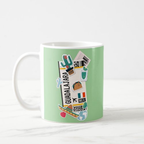 BOARDING PASS GUADALAJARA MEXICO COFFEE MUG