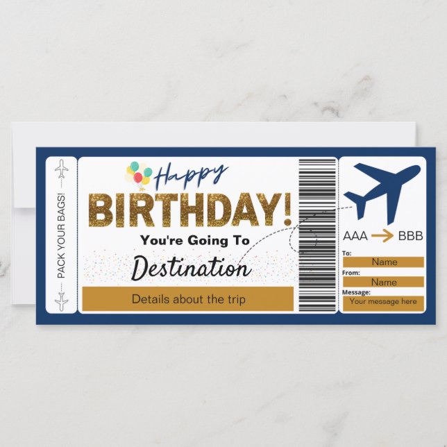 Boarding Pass Happy Birthday Ticket (Front)