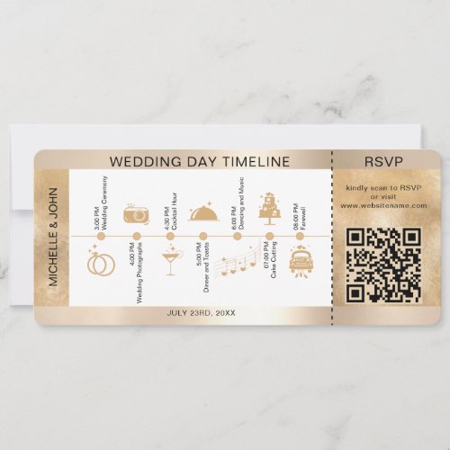 Boarding Pass Illustrated Wedding Timeline RSVP Invitation