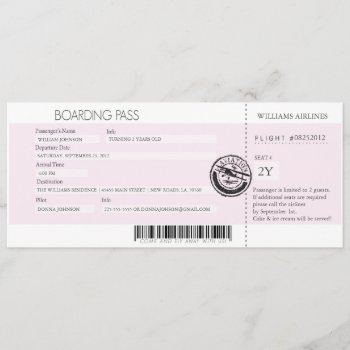 Boarding Pass Invitation by fancybelle at Zazzle