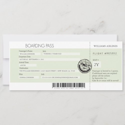Boarding Pass Invitations