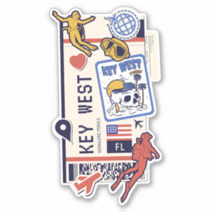 BOARDING PASS KEY WEST FLORIDA USA STICKER