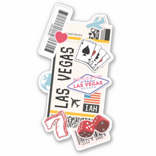 BOARDING PASS LAS VEGAS NEVADA USA STICKER