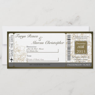 Boarding Pass Linen Wedding Invitation Autumn