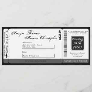 Boarding Pass Linen Wedding Invitation Chalkboard