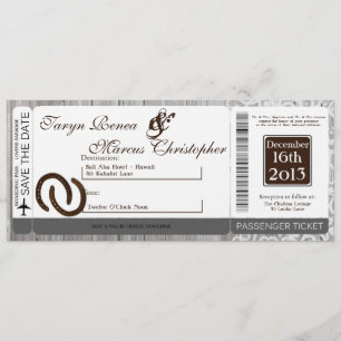 Boarding Pass Linen Wedding Invitation Horse Shoes