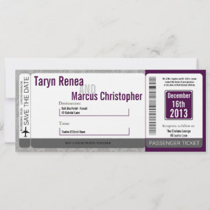 Boarding Pass Linen Wedding Invitation Modern Dama