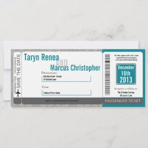 Boarding Pass Linen Wedding Invitation Modern Dama