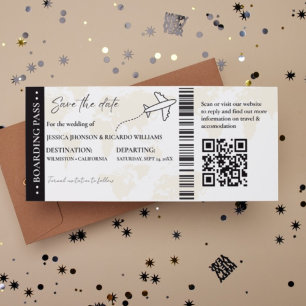 Boarding pass Minimalist save the date ticket