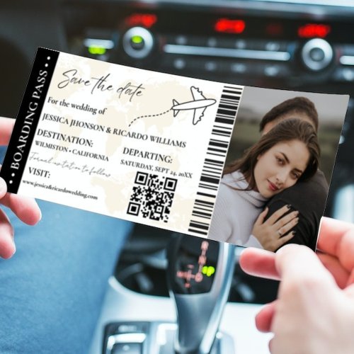 Boarding pass Minimalist save the date ticket