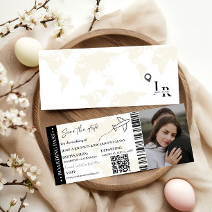 Boarding pass Minimalist save the date ticket