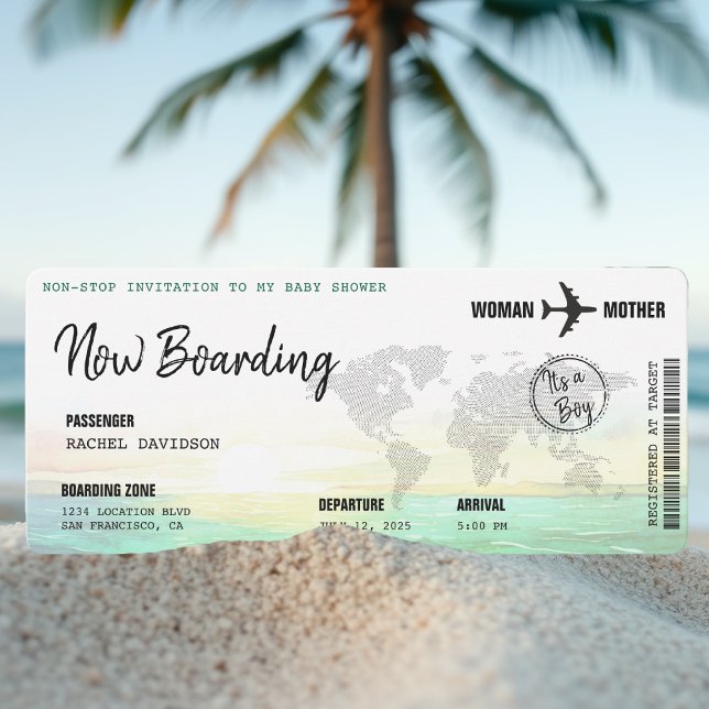 Boarding Pass Ocean Sunset Baby Shower Invitation (Boarding Pass Ocean Sunset Baby Shower Invitation
)