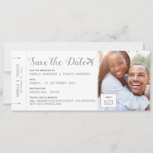 Boarding Pass Photo Destination Save the Date
