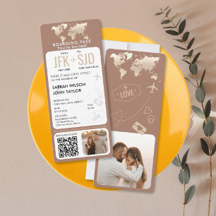 Boarding Pass Plane Ticket Destination Wedding Invitation