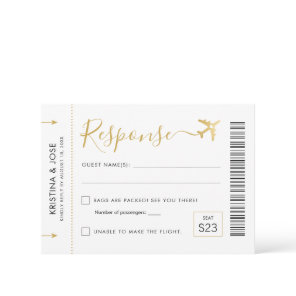 Boarding Pass Plane Ticket Destination Wedding RSVP Card