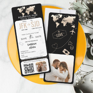 Boarding Pass Plane Ticket Destination with Photo Invitation