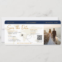 Boarding Pass Plane Ticket Save The Date wedding  