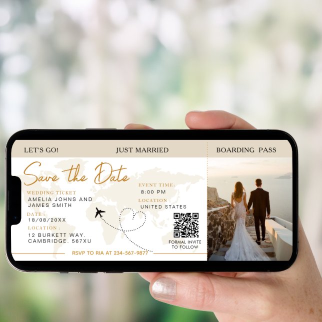 Boarding Pass Plane Ticket Save The Date wedding   Invitation (Front Digital)
