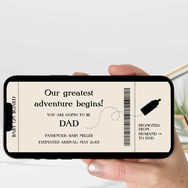 Boarding Pass Pregnancy Announcement For Husband (Front Digital)