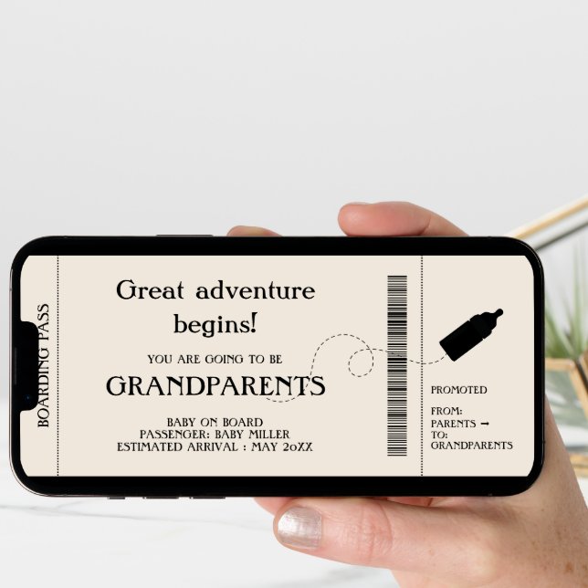 Boarding Pass Pregnancy Announcement For Parents (Front Digital)