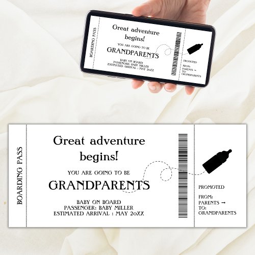 Boarding Pass Pregnancy Announcement For Parents