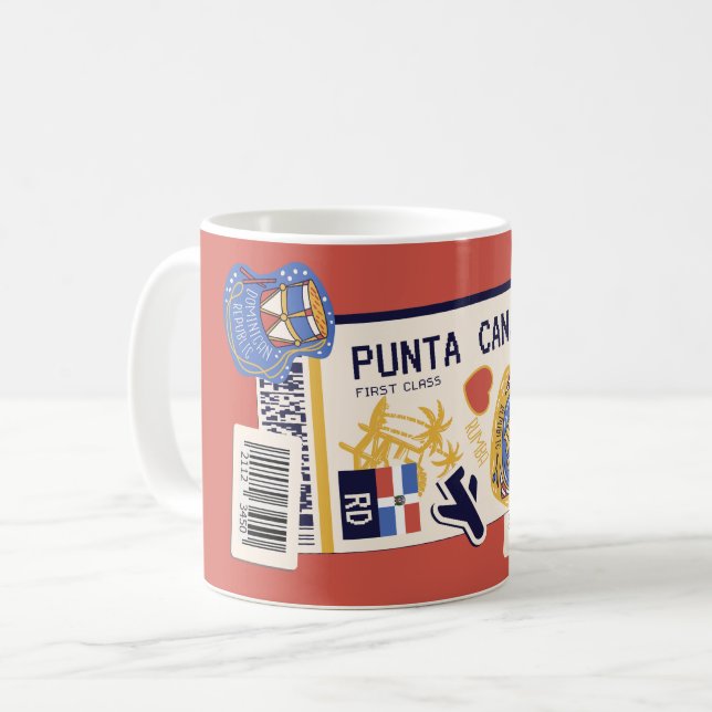 BOARDING PASS PUNTA CANA DOMINICAN REPUBLIC COFFEE MUG (Front Left)