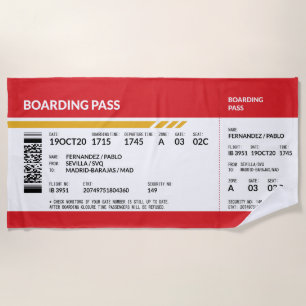 Boarding Pass - Red Beach Towel
