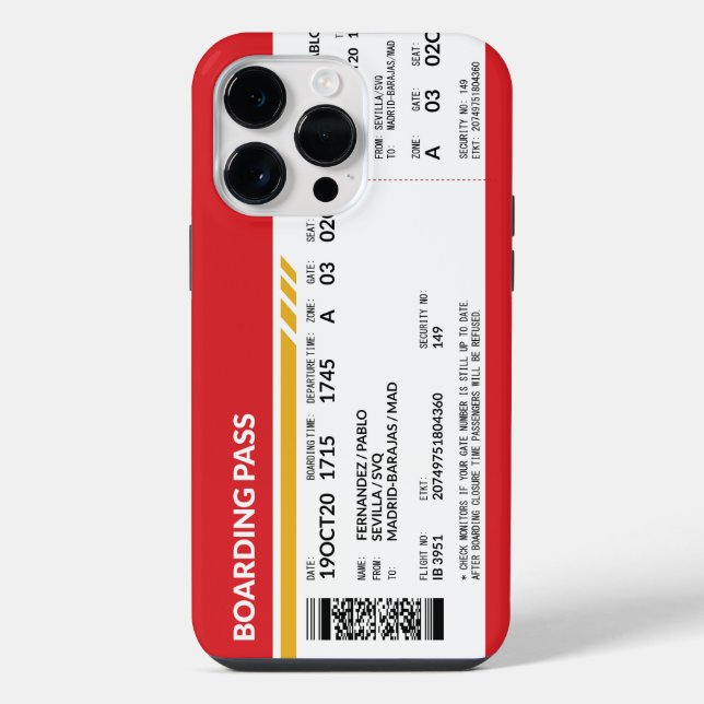Boarding Pass - Red Iphone Case (Back)