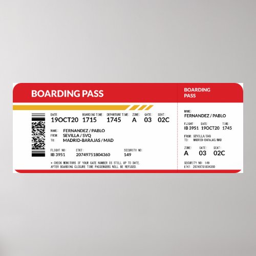 Boarding Pass _ Red Poster