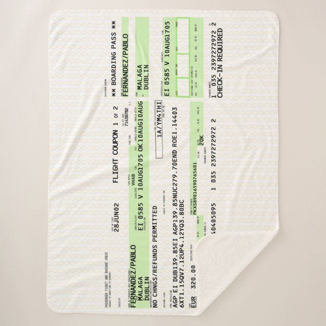 Boarding Pass - Retro Sherpa Blanket (Front)