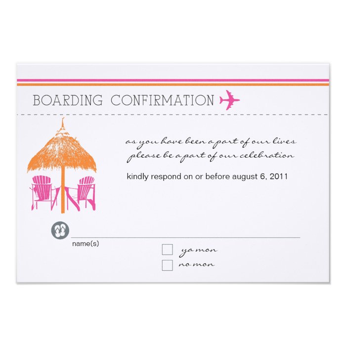 Boarding Pass RSVP Card Invite