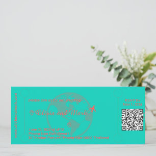 Boarding Pass RSVP Card – Teal & Coral Tropical