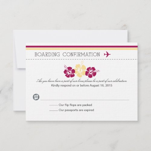 Boarding Pass RSVP Card to Portugal