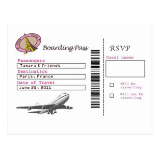 Boarding Pass RSVP Postcard