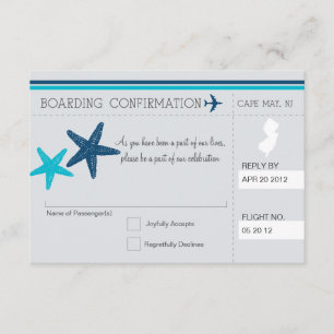 Boarding Pass RSVP TO CAPE MAY NEW JERSEY Invitation