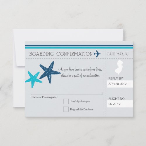 Boarding Pass RSVP TO CAPE MAY NEW JERSEY Invitation