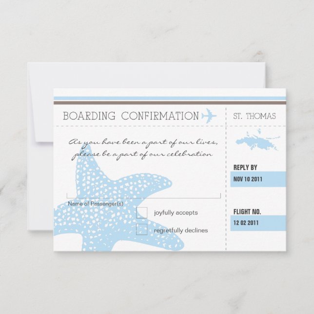 Boarding Pass RSVP TO ST. THOMAS Card (Front)