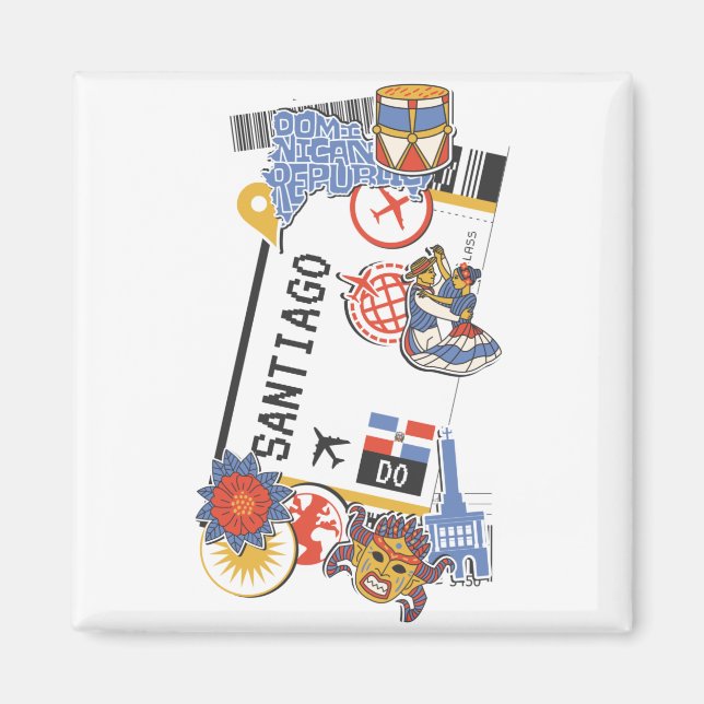 BOARDING PASS SANTIAGO DE LOS CABALLEROS DOMINICAN MAGNET (Front)