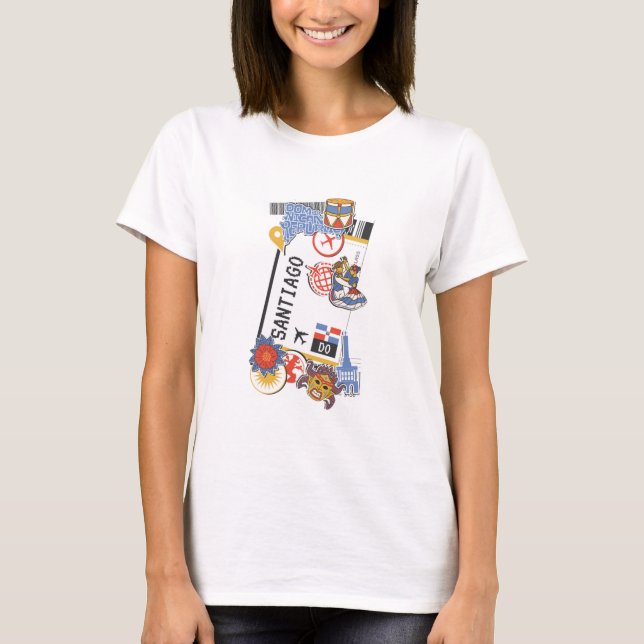 BOARDING PASS SANTIAGO DE LOS CABALLEROS DOMINICAN T-Shirt (Front)