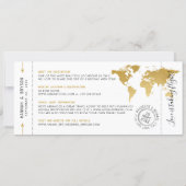 Boarding Pass Save the Date Black World Map Invitation (Back)