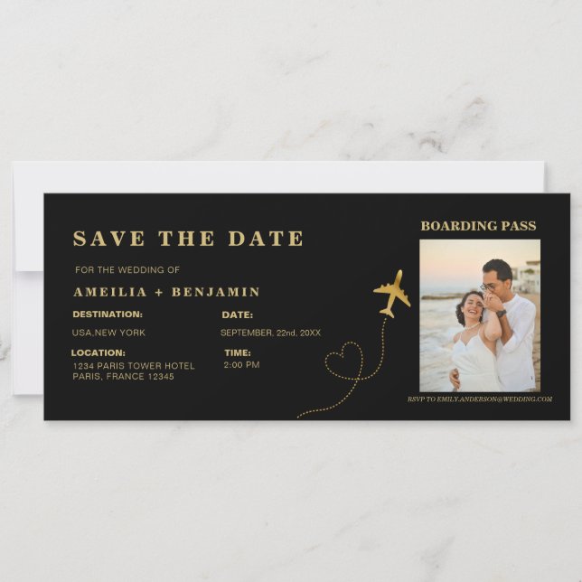 Boarding Pass Save the Date | Destination Wedding  Invitation (Front)