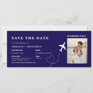 Boarding Pass Save the Date Destination Wedding Invitation