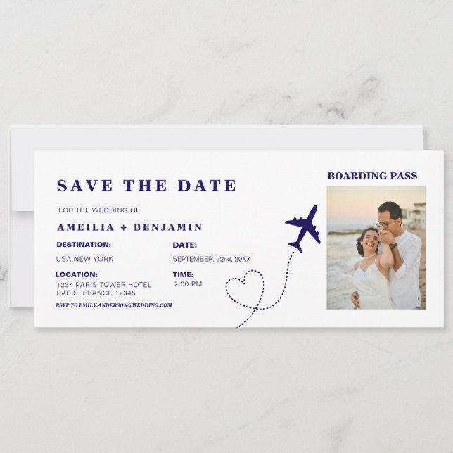 Boarding Pass Save the Date | Destination Wedding  Invitation (Front)