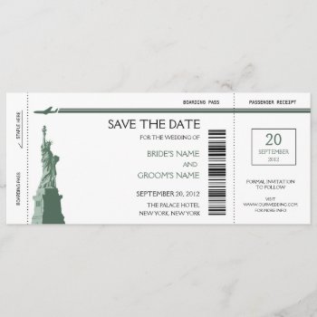Boarding Pass Save The Date Invitations by PMCustomWeddings at Zazzle