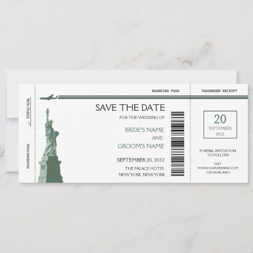 Boarding Pass Save the Date Invitations