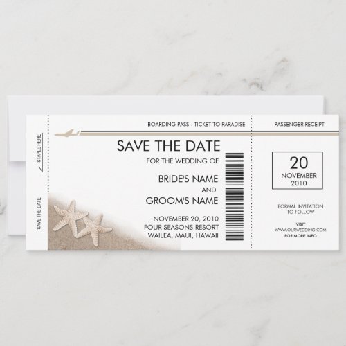Boarding Pass Save the Date Invitations