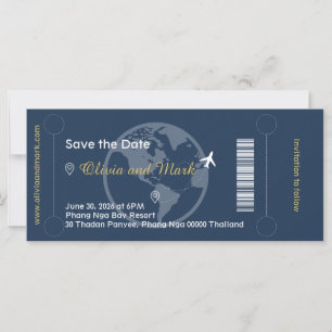 Boarding Pass Save the Date – Navy & Gold