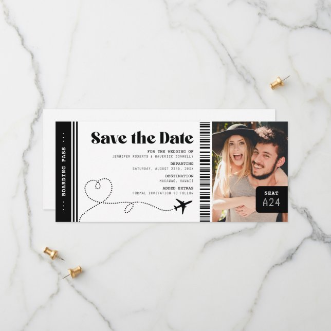 Boarding Pass Save the Date Ticket | Zazzle