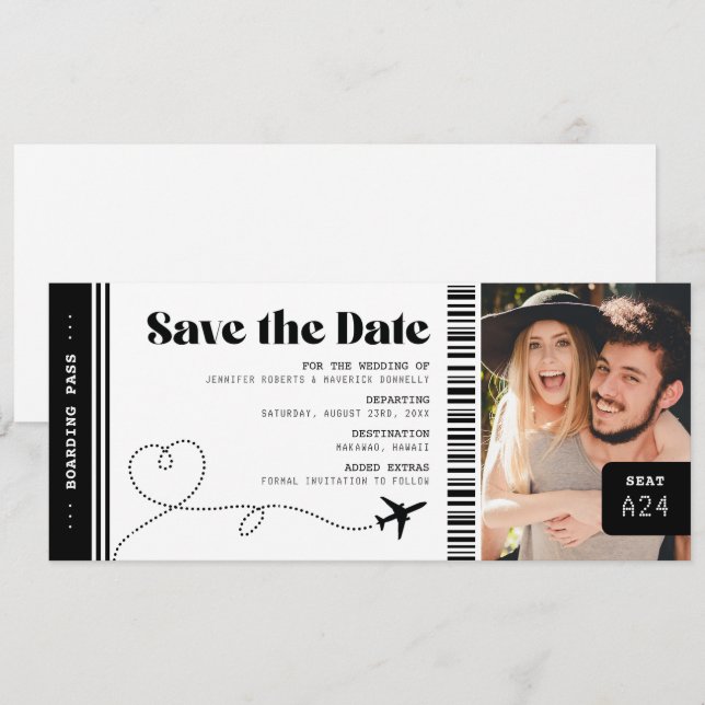 Boarding Pass Save the Date Ticket | Zazzle
